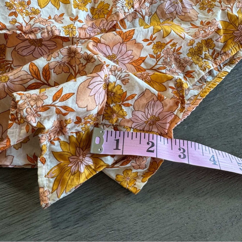 AEO Floral Orange Beige Romper Jumpsuit XS Tie Back - Picture 16 of 16